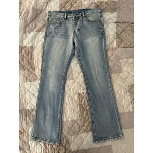 Men's Mnml Baggy Fit Wide Leg Denim Jeans 33x34